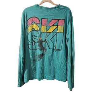 Chubbies Ski Weekend Long‎ Sleeve Shirt Top Blue Green Men Large Outdoor Graphic